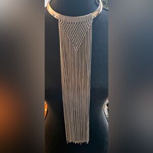 Express Silver Choker Gray Macrame Fringe Hippie Hippy Festival Boho Necklace